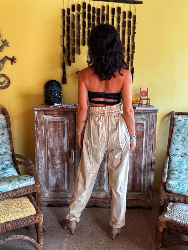 Calça em sarga beje / nude com cadarço - Ak Jeans - tam 42 - Image 2
