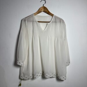 Camisa branca transparente com bordado – tam M