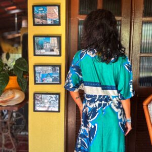 Vestido estampado verde e azul – Zinzane – tam M