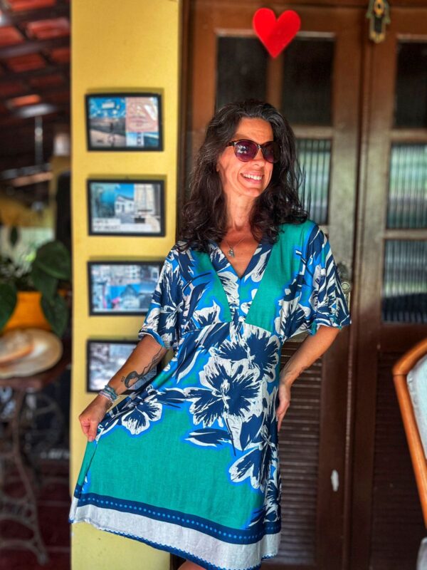 Vestido estampado verde e azul - Zinzane - tam M - Image 4