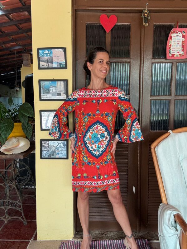 Vestido vermelho estampado - Aha Clothing - tam 38