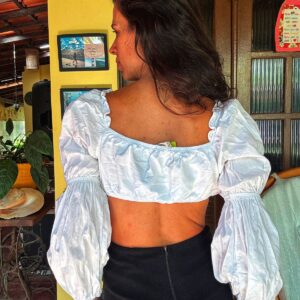 Top cropped branco com manga – Bluesteel – tam M