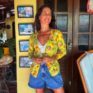 Casaquinho amarelo estampado – MX – tam M