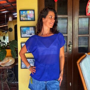 Camisa azul com transparencia – tam P