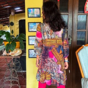 Vestido estampado com transparência – tam P