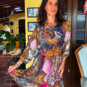 Vestido estampado com transparência – tam P