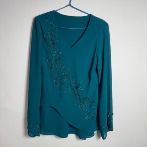 Camisa de festa azul com ombreira – tam M