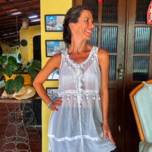 Bata branca com detalhes – Cor Doce – tam M