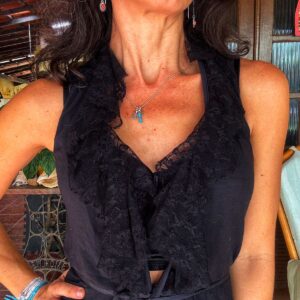 Colete / sobreposição preto com renda – Toli – tam G