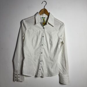 Camisa branca com listras – Benetton – tam M