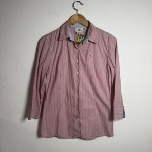 Camisa social listrada vermelha e branca – Lacoste – tam 40