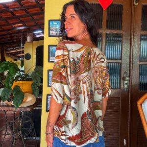 Camisa estampada em tons terrosos – Zinzane – tam M