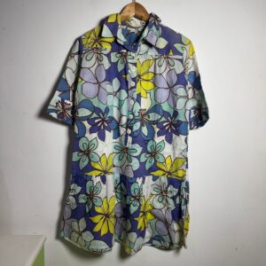 Camisa/vestido/bata estampada lilás – Bicho Mundi – tam G