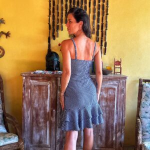 Vestido quadriculado com bojo e babado – Braylar – tam M