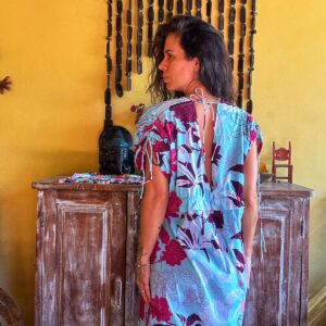 Vestido estampa azul e vinho – Água de Côco – tam P