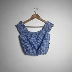Cropped azul quadriculado – Bella Mina – tam M