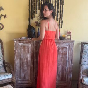 Vestido two pieces laranja com top estampado – Ssang Bang Wool – tam P