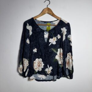 Camisa floral azul escuro – Alk Casual – tam M