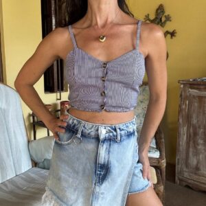 Short saia jeans desfiado – Bluesteel – tam 36