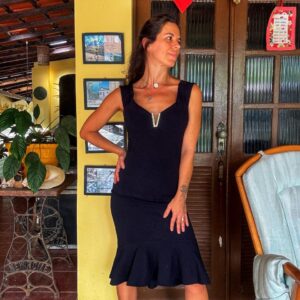Vestido preto com tecido grosso - My Chaee - tam P