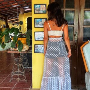 Saia / Saída branca de poá transparente – Lavy’s –  38 / 40