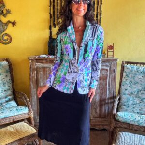 Blazer estampado roxo/verde – AeE – tam P