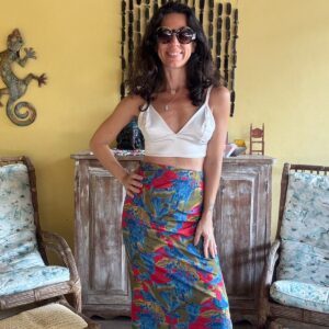 Saia Mid transpassada estampada