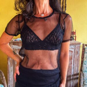 Camisa preta transparente – tam M