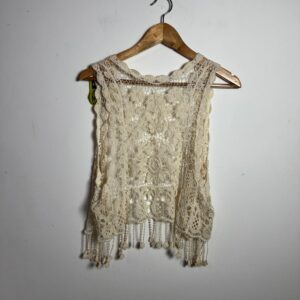 Sobreposição/colete nude de crochê – tam 38 / 40