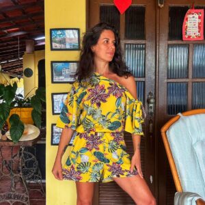 Macaquinho amarelo estampado – Limelight – tam P