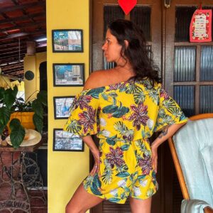 Macaquinho amarelo estampado – Limelight – tam P