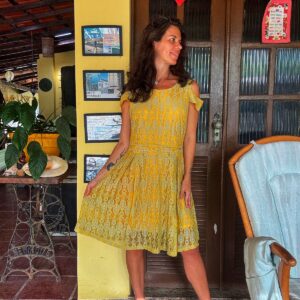 Vestido de renda amarelo – Ouro Puro – tam G *NOVO*