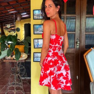 Vestido vermelho e branco com bojo – Miss e Misses – Tam P