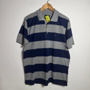 Camisa polo azul e cinza – Tommy Hilfiger – tam G