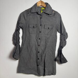 Vestido curto / Blusão manga comprida quadriculado preto e branco – Opção – tam  P