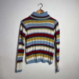 Suéter de tricô colorido listrado – M Malhas – tam U