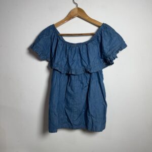 Camisa ciganinha jeans com babado – Lune – tam M