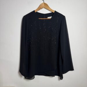 Blusa social preta com bordado – Yuccy – tam 44