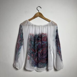 Blusa branca estampada transparente – tam G