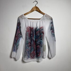 Blusa branca estampada transparente – tam G