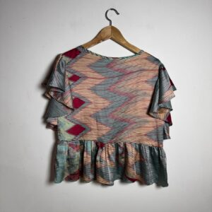 Camisa estampada com babados – Kallayane – tam M