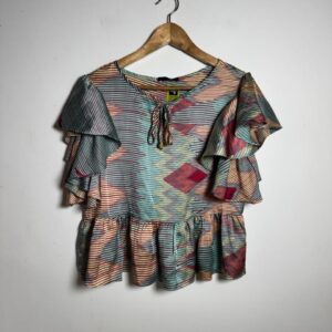 Camisa estampada com babados – Kallayane – tam M