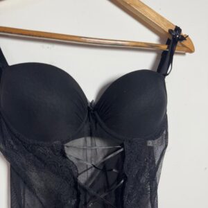 Babydoll preto em tule com bojo – tam PP