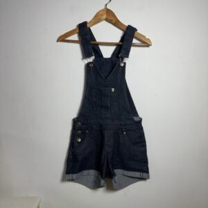 Jardineira / macaquinho jeans escuro – Flor e Bela – tam 36