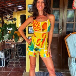 Macaquinho curto estampado amarelo – tam PP