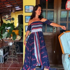 Vestido longo estampa azul – Jaase – tam P