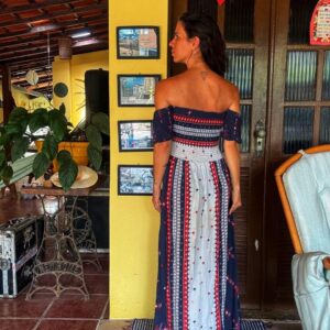 Vestido longo estampa azul – Jaase – tam P