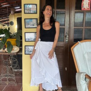 Saia longa branca transpassada – Corpo Kent – tam U