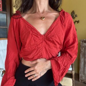 Cropped ciganinha vermelho boho – tam M