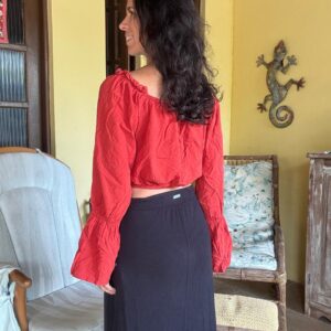 Cropped ciganinha vermelho boho – tam M